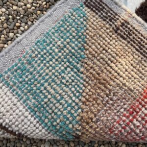 Amazigh Berber Abstract Hand-Knotted Wool Rug with Geometric Design
