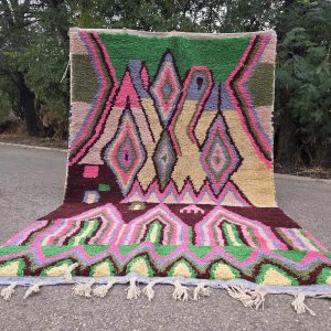 Amazigh Colorful Azilal Abstract Berber Area Rug Together to Create Design