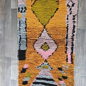 Berber Handmade Beni Ourain Round Shaggy Circle Rug Colorful Wool Design