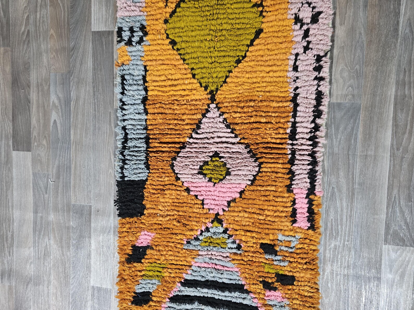 Berber Handmade Beni Ourain Round Shaggy Circle Rug Colorful Wool Design