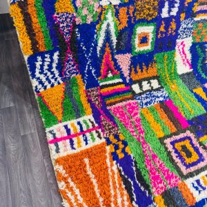 Berber Abstract Vibrant Artistic Blue Wool Home Decor Rug