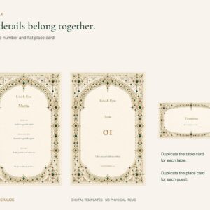 Amazigh Emerald Wedding Henna Night Invitation Canva Digital Download Collection