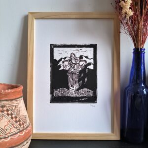 Amazigh Berber Kabyle Woman Linocut Wall Art Poster Illustration