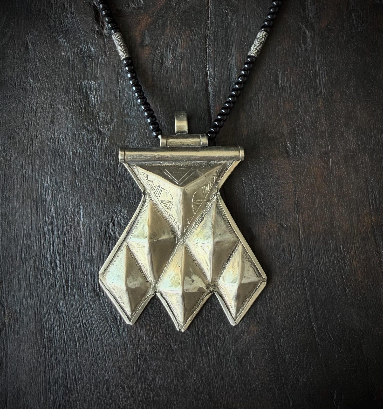 Berber Tuareg Khomeissa Necklace with Sahara Silver Pendant