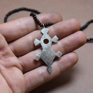 Berber Tuareg Silver Cross Necklace with Traditional Jewelry Design