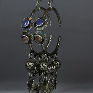 Berber Antichi orecchini berberi Cerchio Silver Earrings with Enamel Amazigh Details