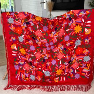 Amazigh Foulard Floral Black Cotton Blend Scarf Shawl