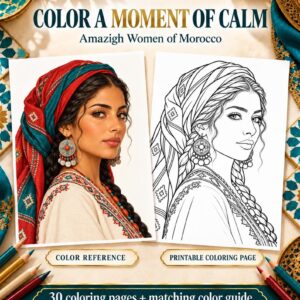 Amazigh Women Coloring Stress Relief Printable Download Collection