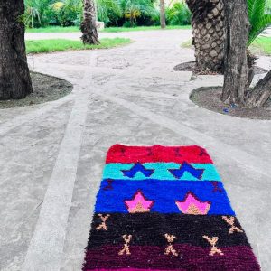 Colorful Berber Beni Ourain Wool Rug Abstract Tribal Carpet