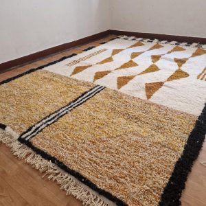 Berber Camel Brown Levels Woven Wool Rug Handmade Carpet