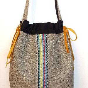 Berber Handmade Pochon Bag with Colorful Trim and Date Kernel Motif