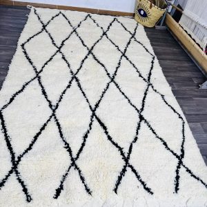 Hand Knotted Berber Beni Ourain Azilal Wool Rug