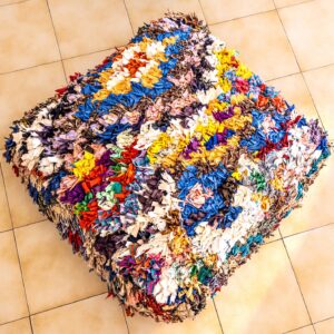 Amazigh Up-cycled Vintage Kilim Zaouj Pouf Floor Decor