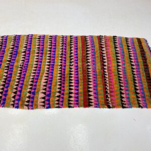 Berber Boucherouite Hand Dyed Wool Rug with Amazigh Tribal Motifs