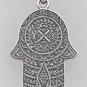 Berber Khamsa Hamsa Necklace with Green Pierre Stone Pendant