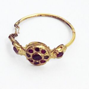 Berber Amazigh Hoop Earrings with Gold Gilt Glass Inset Design
