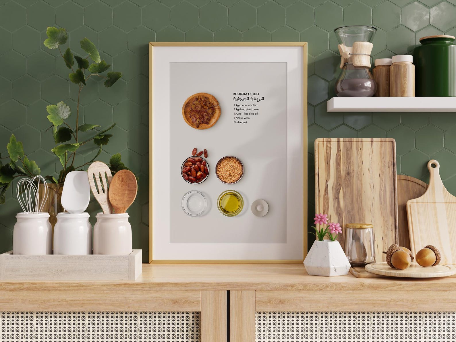 Amazigh Bouicha Recipe Print Algerian Kitchen Wall Art