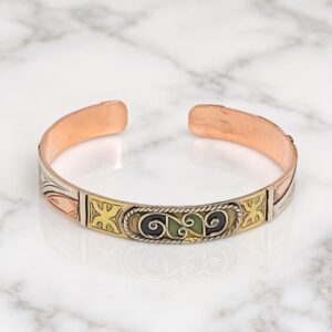 Kabyle Amazigh Enamel Yaz Symbol Bangle Bracelet with Berber Style