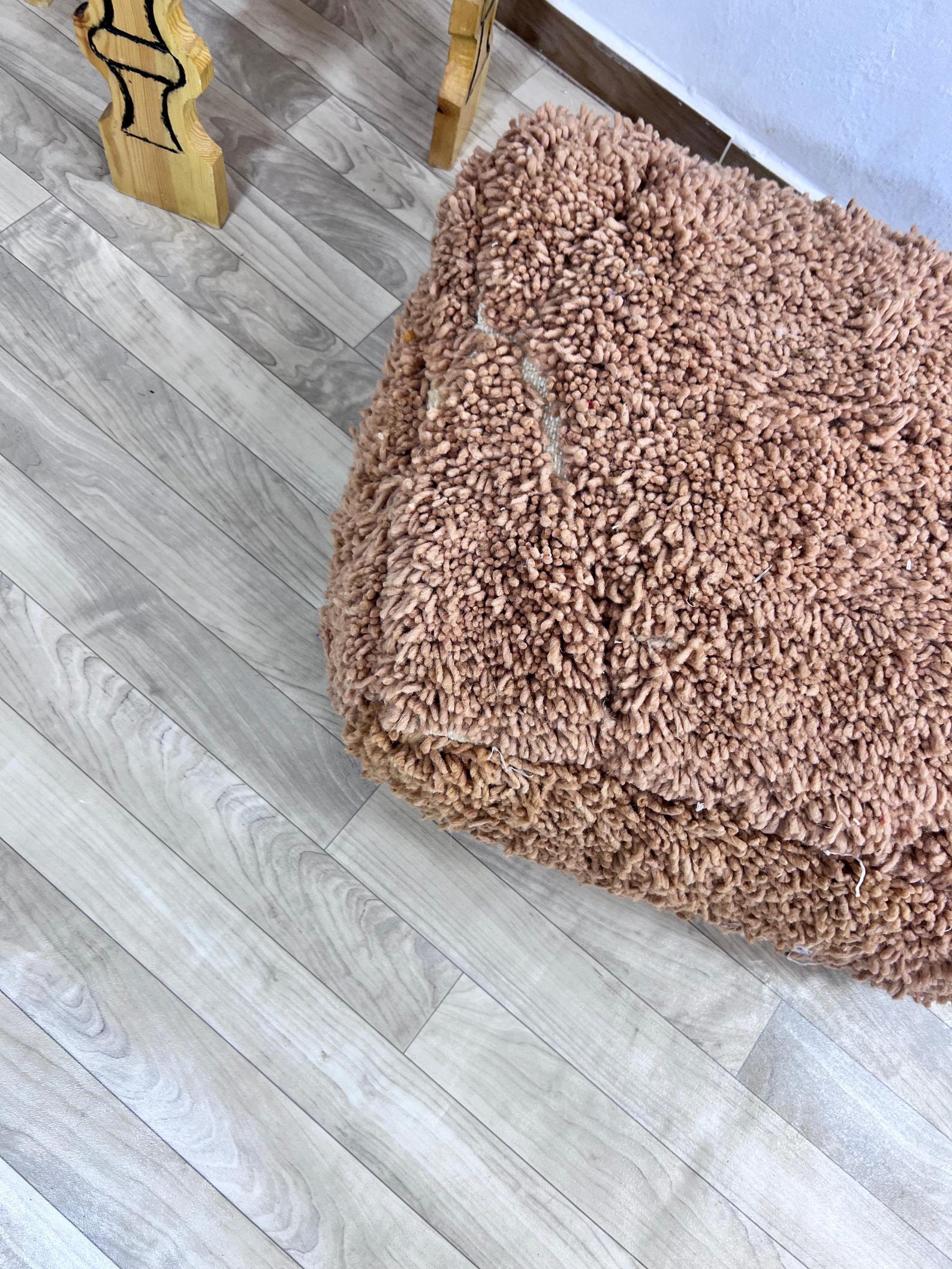Amazigh Handwoven Berber Wool Floor Pouf with Hanbel Design