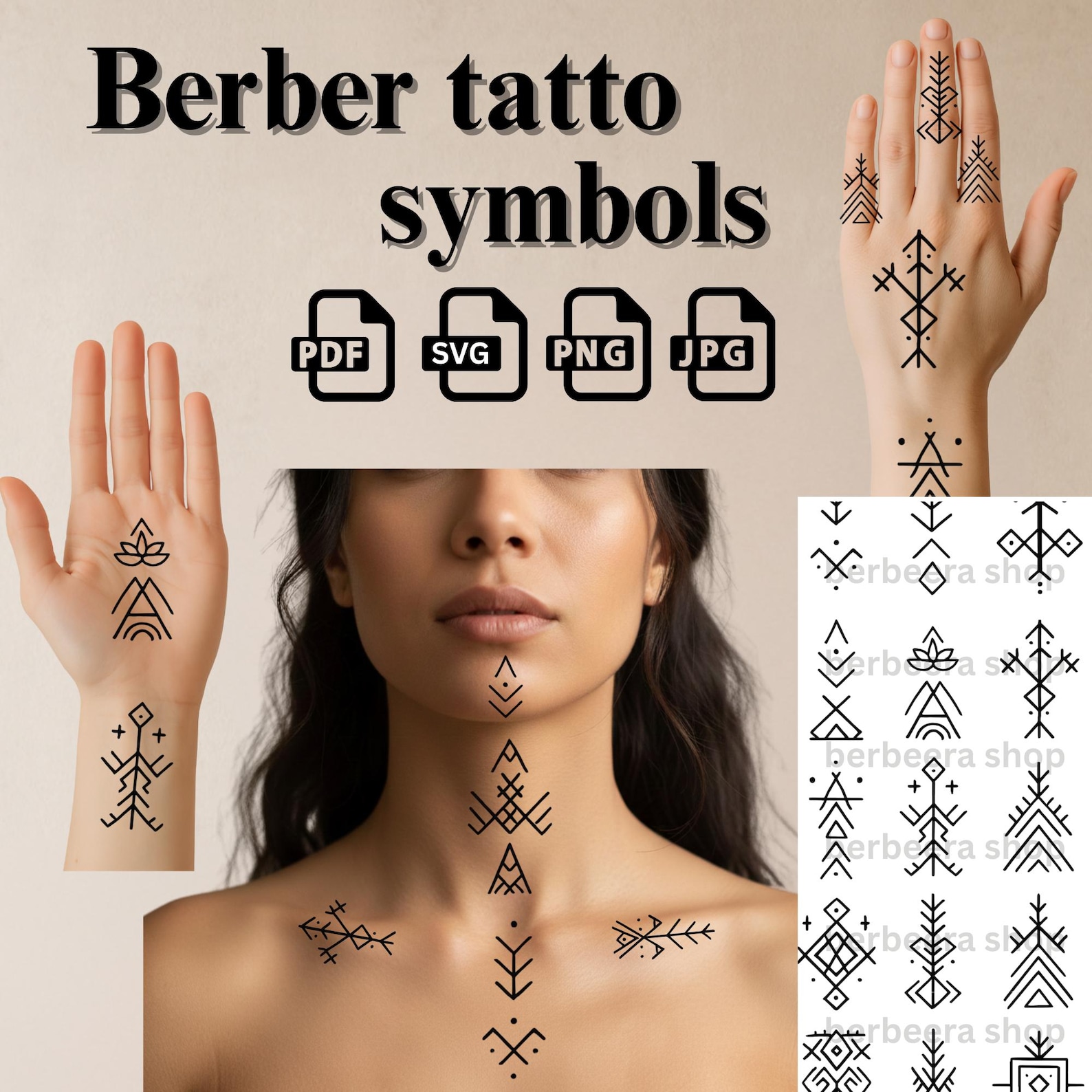 Amazigh Berber Tattoo Symbols Digital Download Vector Art