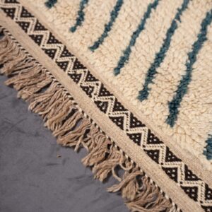 Amazigh Taznakht Berber Ivory Black Geometric Wool Rug