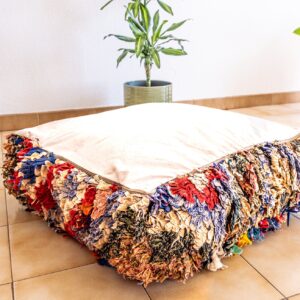 Amazigh Up-cycled Vintage Kilim Zaouj Pouf Floor Decor