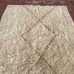 Berber Handmade Ivory Beni Ourain Wool Geometric Rug
