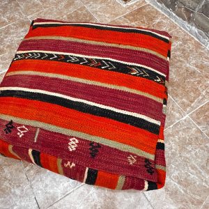 Berber Handmade Kilim Pouf Wool Cotton Floor Seating Decor