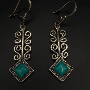 Berber Antique Silver Earrings with Hand Engraved Jewelry Design