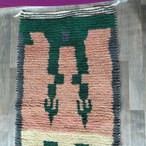 Handmade Berber Beni Ourain Wool Runner Rug Geometric Hallway