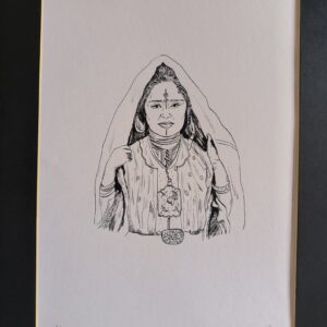 Amazigh Woman Ink Illustration Original Artwork Unique Portrait