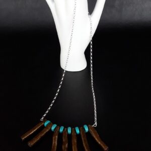 Amazigh Coral Howlite 925 Pure Silver Gemstone Necklace