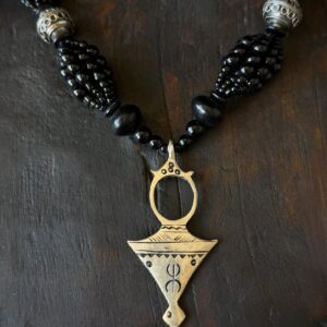 Amazigh Berber Tuareg Yaz Cross Necklace With Black Beads