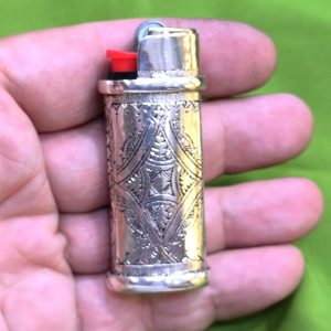 Berber Tuareg Porte Briquet Silver Holder with Engraved Motifs