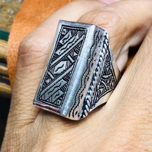 Berber Hand Engraved Silver Ring with Adjustable Artisan Design