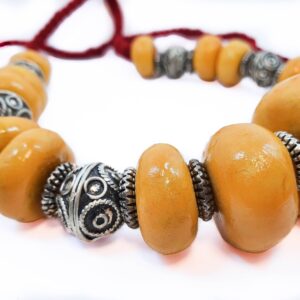 Handmade Amazigh Resin Stainless Steel Beaded Tribal Necklace
