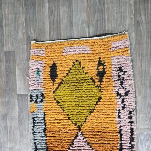 Berber Handmade Beni Ourain Round Shaggy Circle Rug Colorful Wool Design