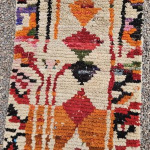 Colorful Berber Azilal Wool Runner Geometric Carpet Rug