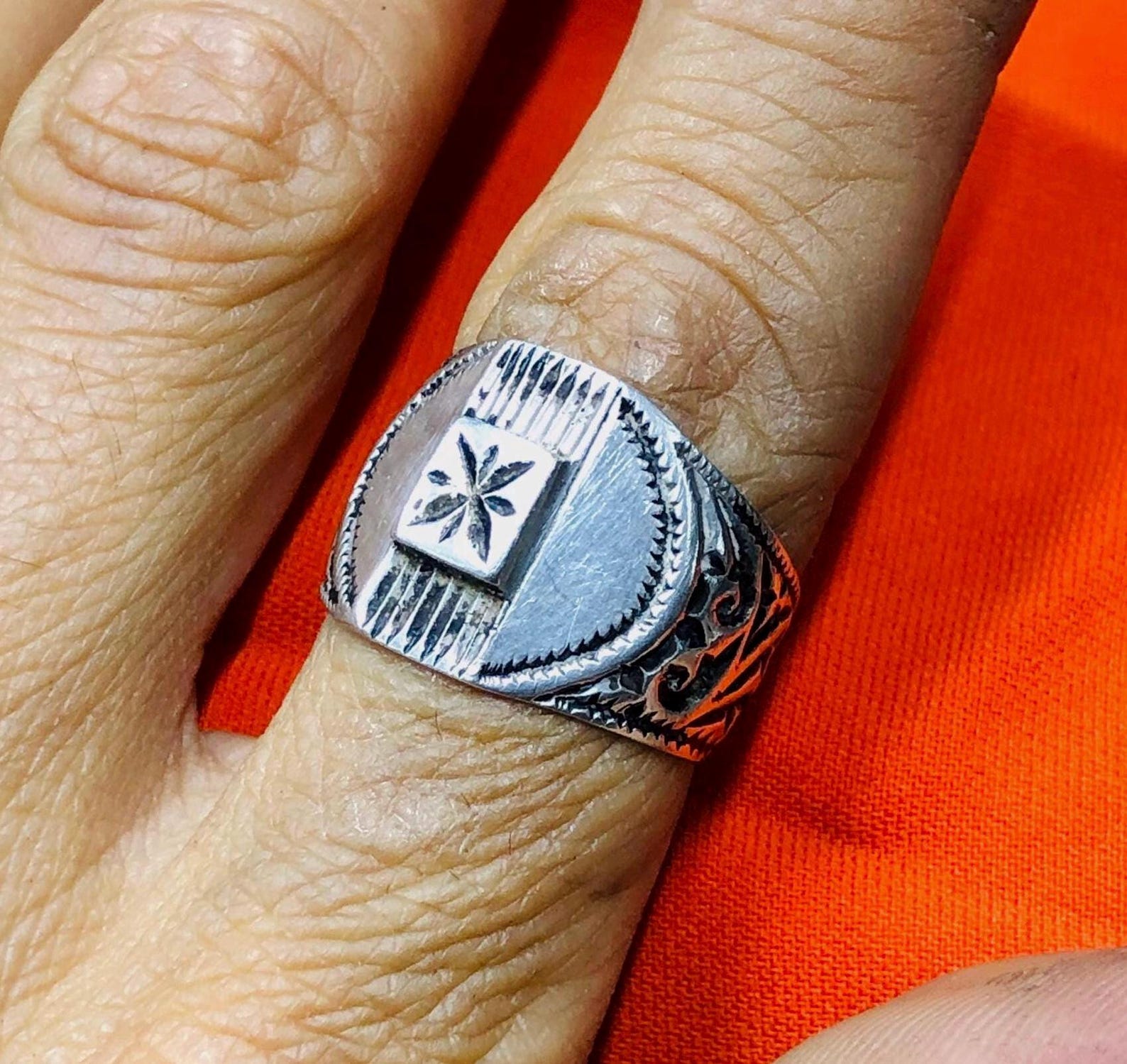 Berber Silver Ring with Hand Engraved Vintage Jewelry Design