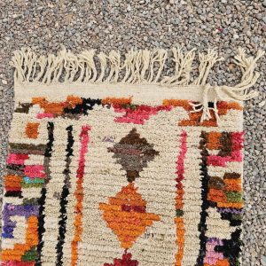Colorful Berber Azilal Wool Runner Geometric Carpet Rug
