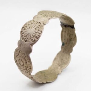 Amazigh Berber Vintage Wide Bangle Bracelet With Geometric Design