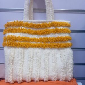 Amazigh Berber Wool Tote Bag with Mustard Textile Design