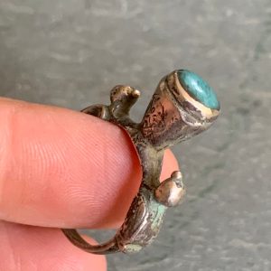 Berber Vintage Silver Bird Ring with Turquoise Statement Design