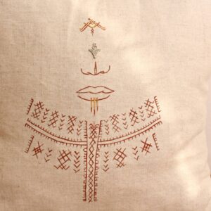 Berber Tattoo Pillow Hand Painted Amazigh Decor Pillow with Traditional Symbols