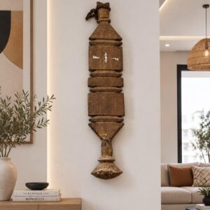 Amazigh Hand-Carved Wood Wall Art Berber Patterns Aged Natural Decor