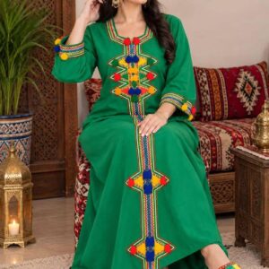 Amazigh Berber Colorful Embroidered Traditional Kaftan Dress Style