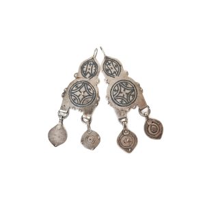 Amazigh Antique Niello Silver Earrings with Berber Heritage