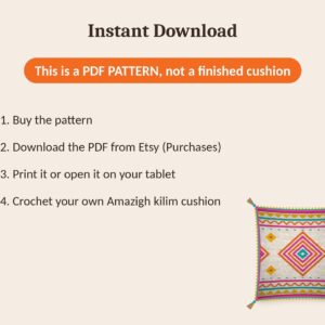 Amazigh Berber Boucherouite Azilal Crochet Pillow Pattern PDF