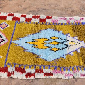 Berber Boucherouite Colorful Handmade Runner Rug with Hallway Style