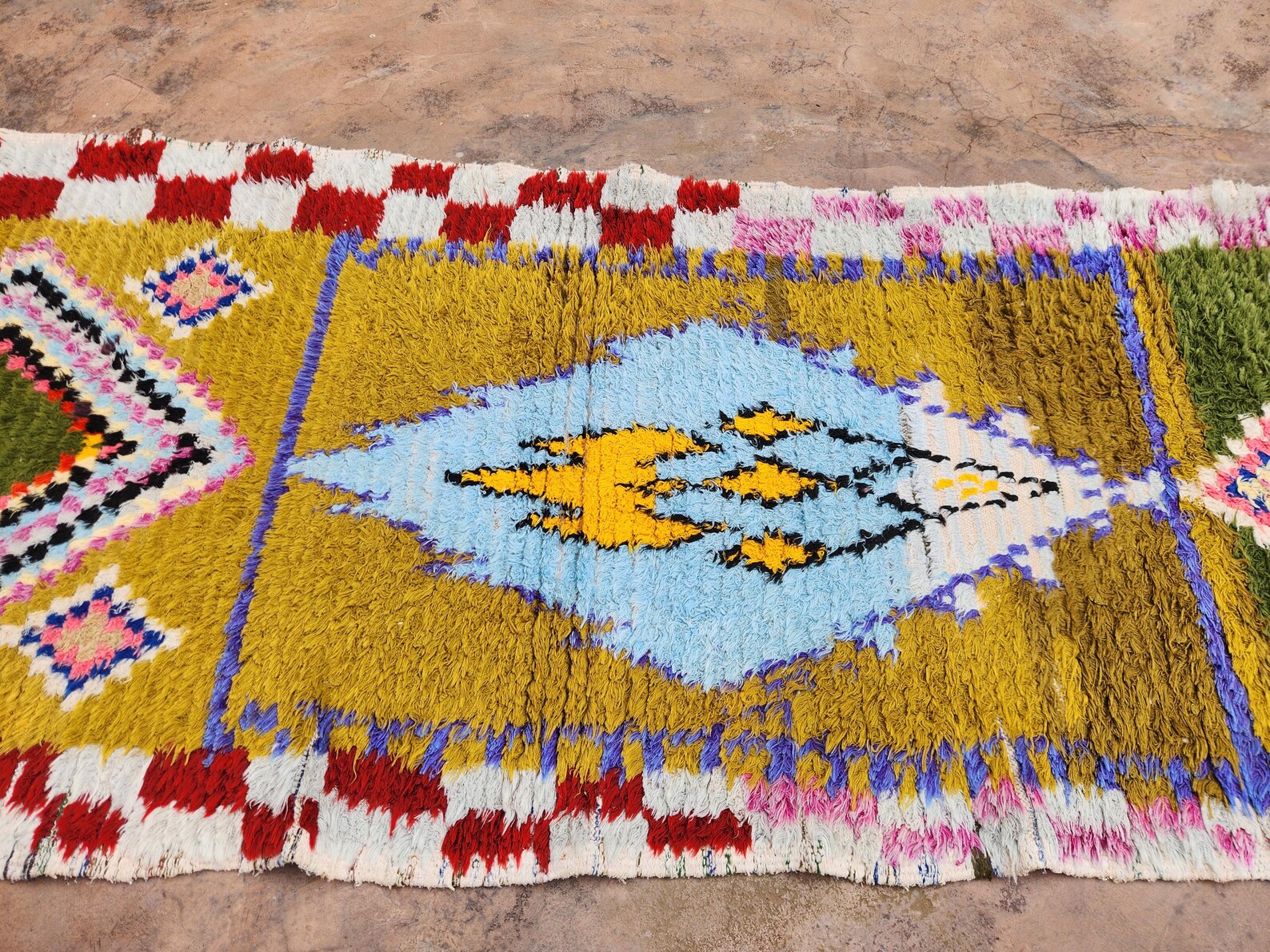 Berber Boucherouite Colorful Handmade Runner Rug with Hallway Style